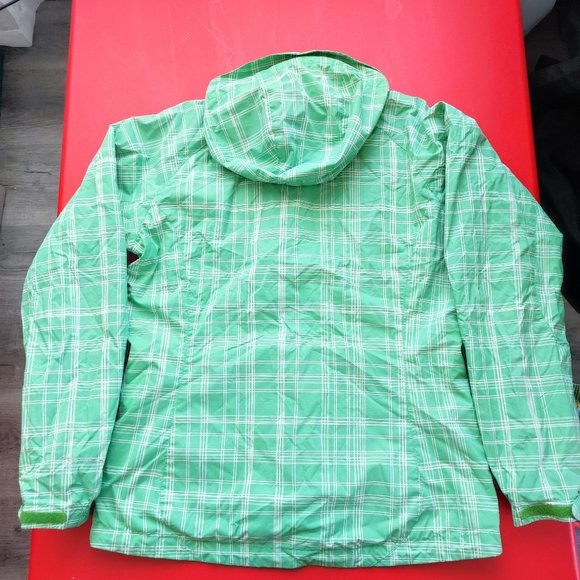 Columbia Omni-shield windbreaker light coat jacket green plaid women's size M - Picture 3 of 9
